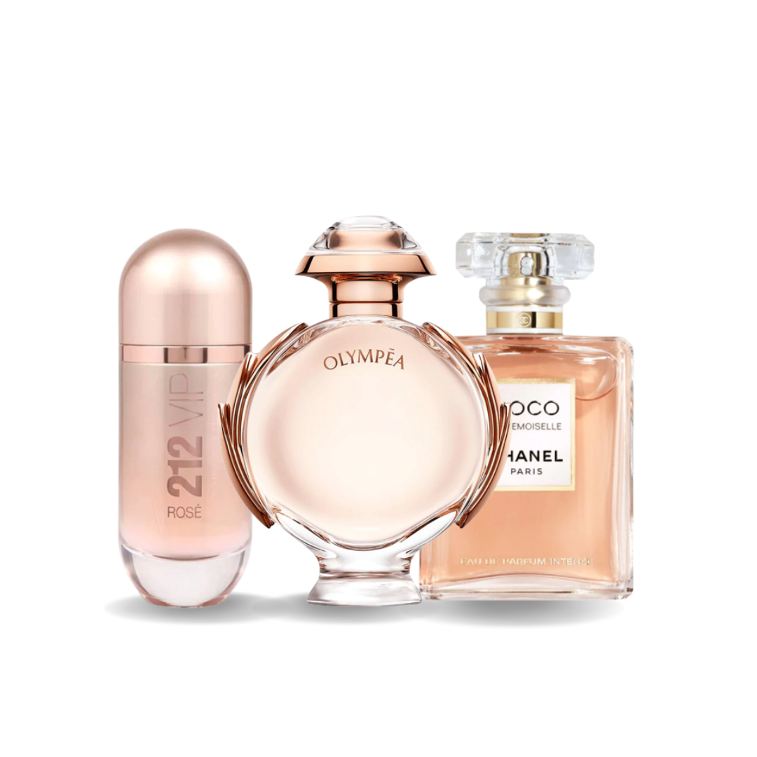 Combo di 3 Profumi  - 212 VIP Rosé Carolina Herrera, Olympéa Paco Rabanne e Coco Mademoiselle Chanel