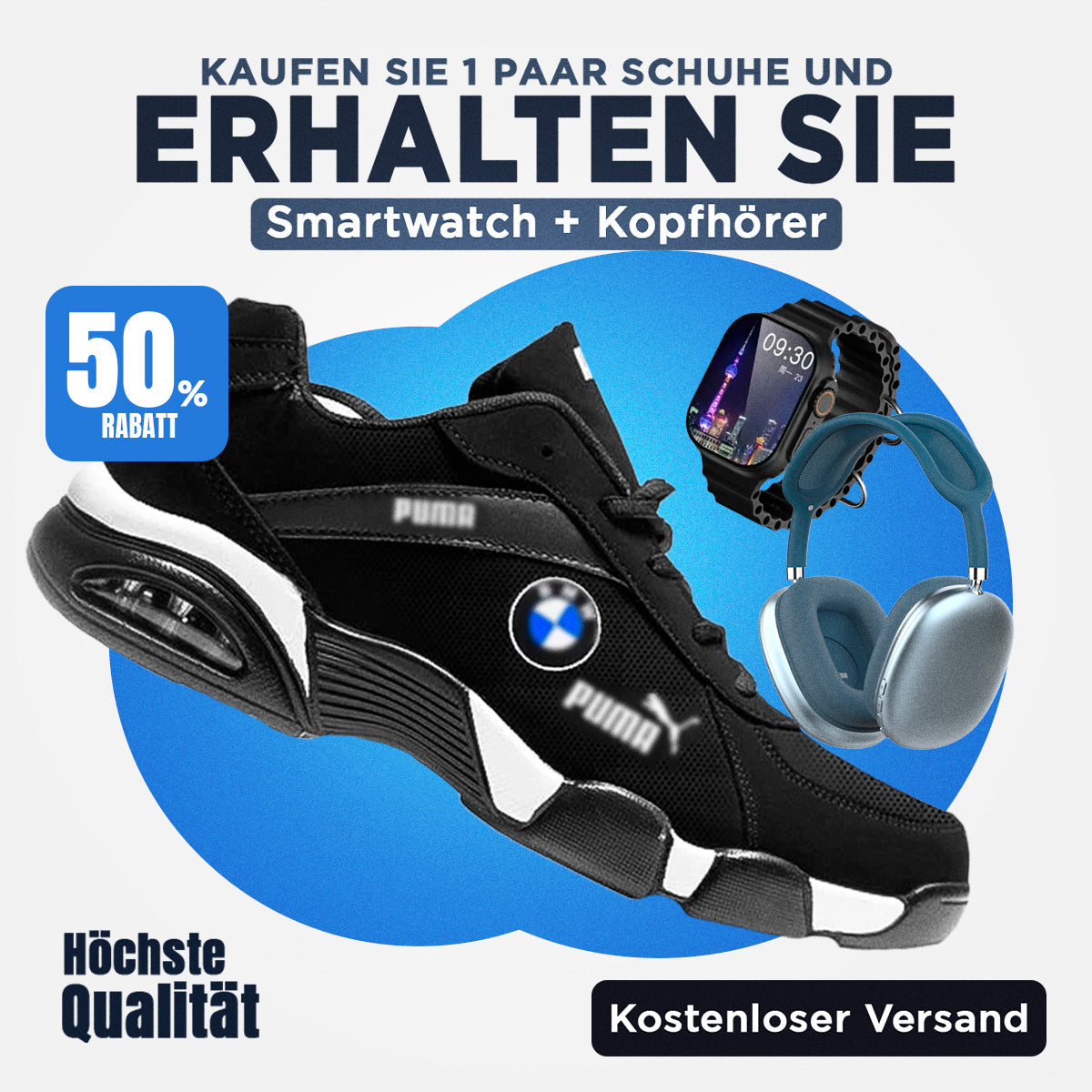 [KAUFEN 1 GET 3] Turnschuhe BMW + Smartwatch Series 8 + Kopfhörer