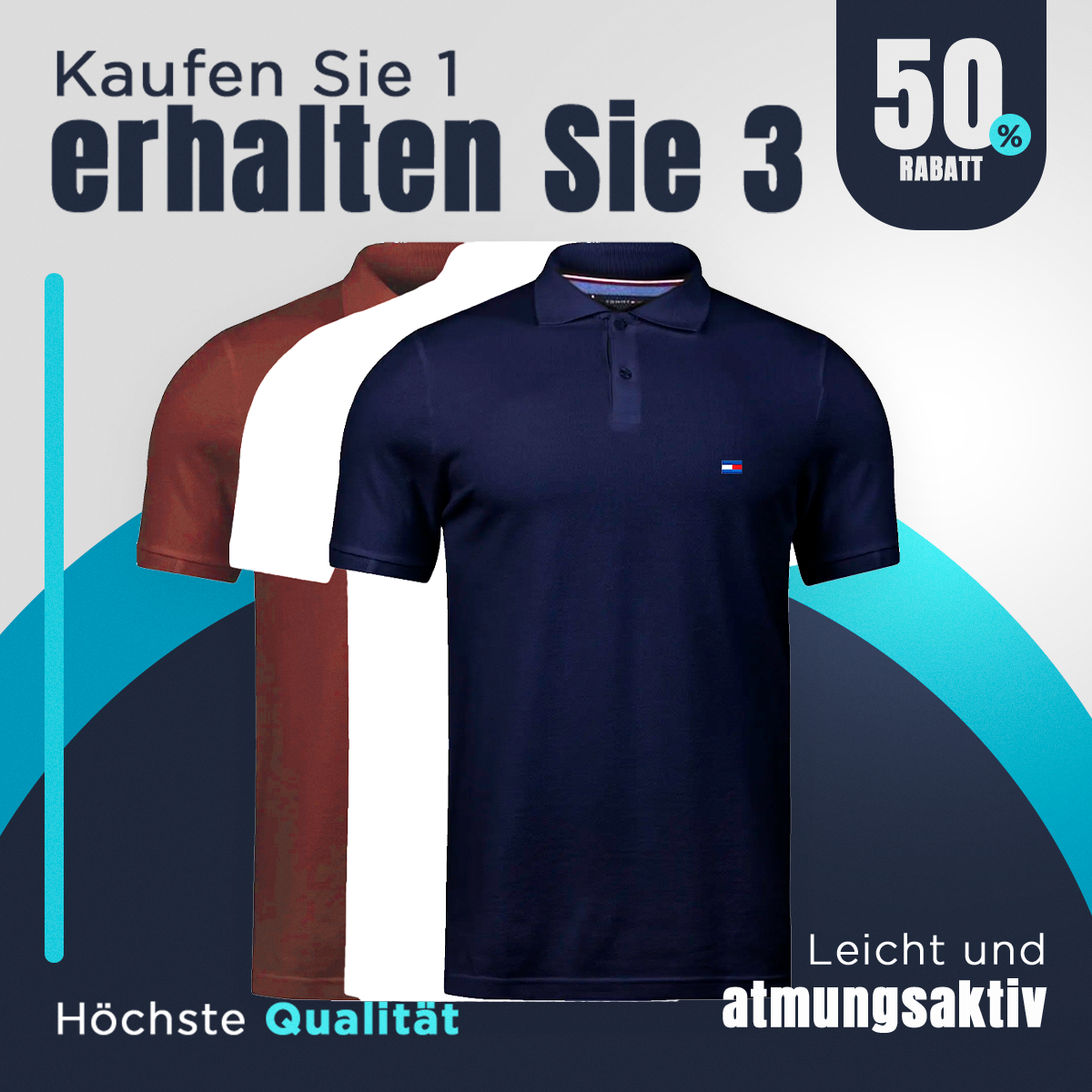 [KAUFEN SIE 3, ERHALTEN SIE 5] Kit 5 Tommy H. Klassische Poloshirts